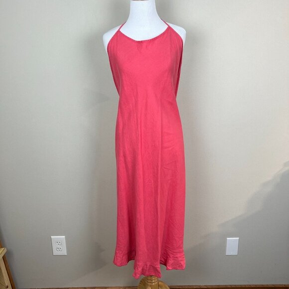 Bryn Walker Halter Dress Women Medium Pink Ruffle Knee Length Lagenlook MODIFIED - Picture 1 of 10